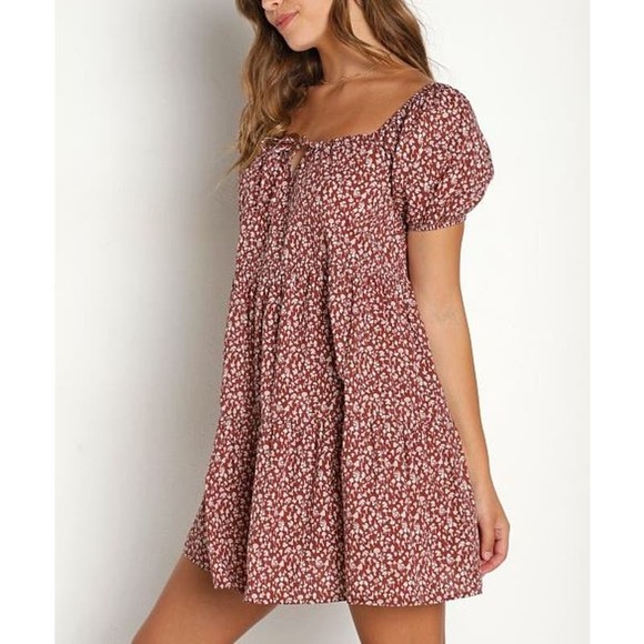 LACAUSA Playa Mini Dress Cocoa Magic Mushroom NWT - LARGE - Picture 3 of 4